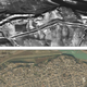 An ancient canal system as seen by the U2 spy planes (top), and how the same area appears today (bottom).